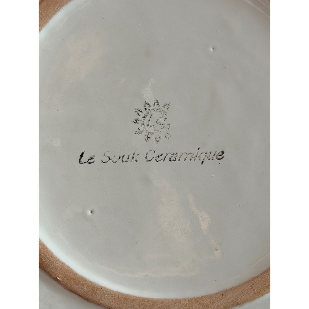 Le Souk Ceramique Blue White Square 9.75" Plate Hand Painted Floral - Picture 3 of 9